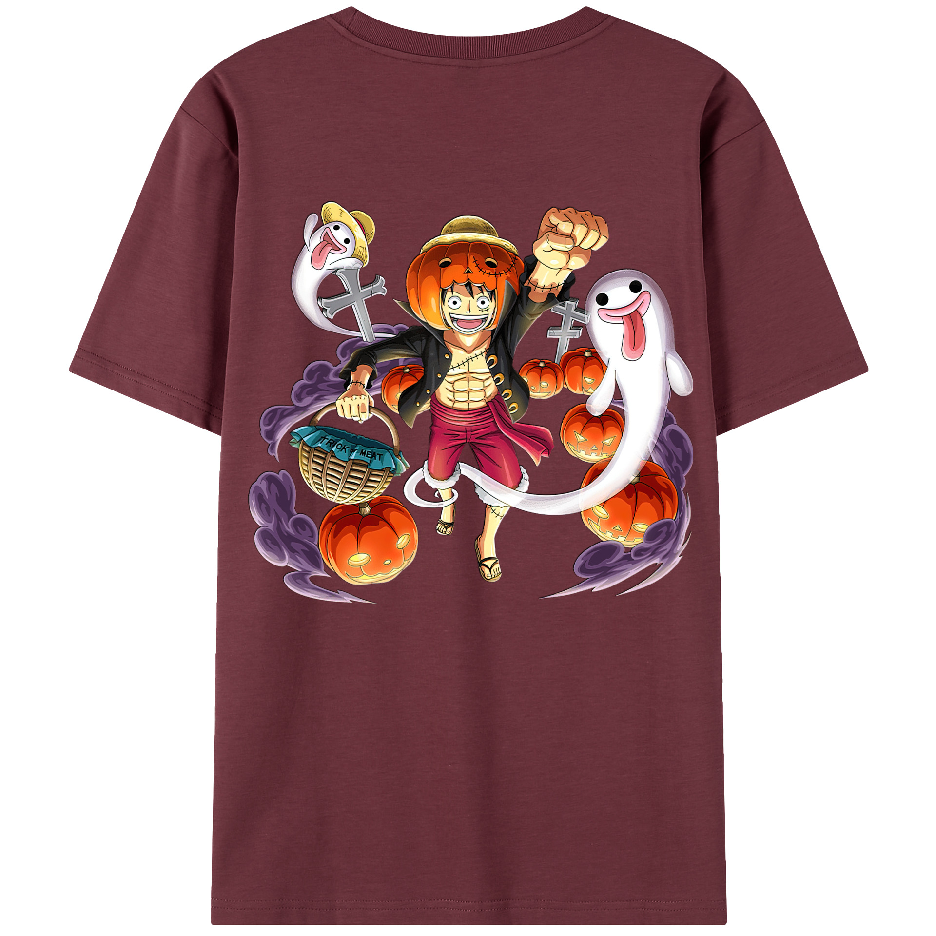 ワンピース モンキー・D・ルフィ ONE PIECE Monkey D. Luffy 綿100％半袖Tシャツ（背面プリント）